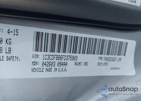 2015 Dodge Dart Sxt z USA, uszkodzony, nr VIN 1C3CDFBB6FD375903